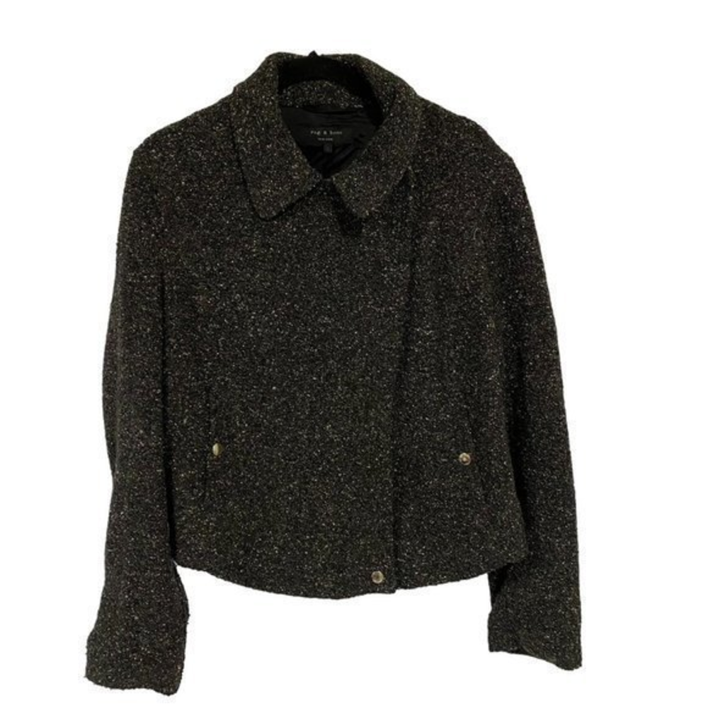 Rag & Bone Charcoal Gray Tweed Moto Style Jacket Size 8